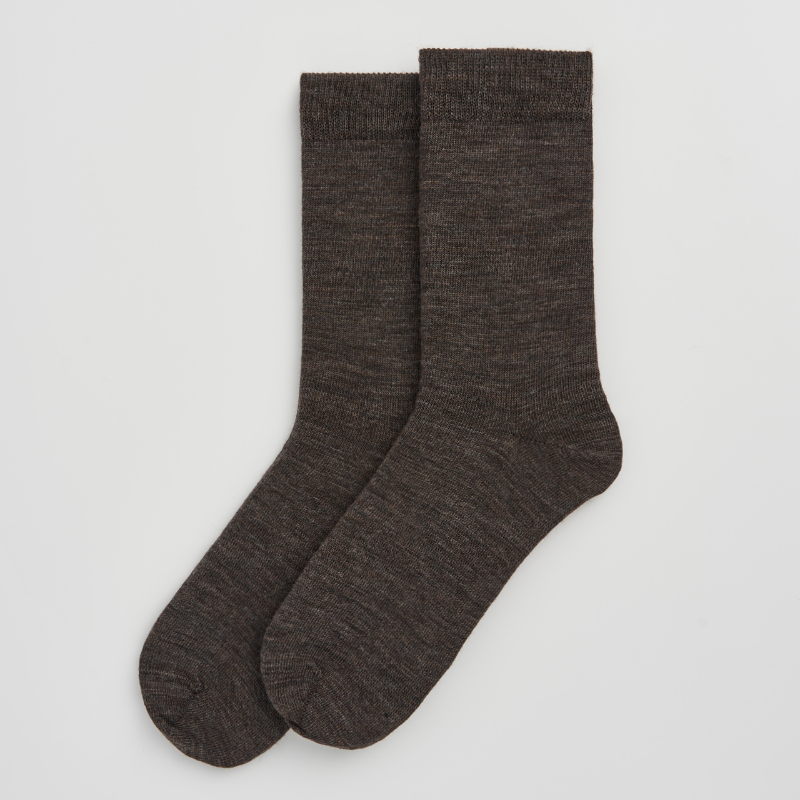 Deep Earth Brown Merino Socks