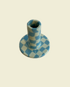 Blue Green Check Nerikomi Candlestick Holder | Fern Taylor | Shop Fodder