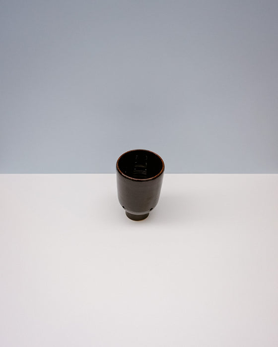 Ceramic Garlic pot by Cara Guthrie - tenmoku glaze - handmade stoneware - Fodder