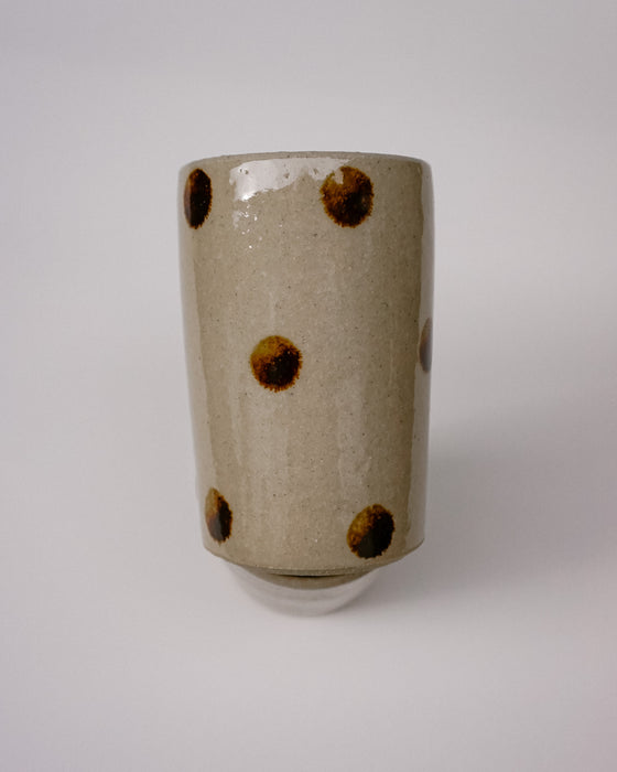 Ceramic Water cup by Cara Guthrie - iron wash dots - handmade stoneware - Fodder
