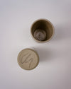 Maker Mark on a Ceramic Water cup by Cara Guthrie - birch wood ash glaze - handmade stoneware - Fodder