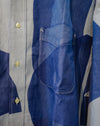Close-up of a blue and white striped button-down shirt with a chest pocket, showing the fabric texture and pattern details. Caroline Dickinson Shirt | Fodder