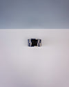 Blue and black patterned ring on a white background. Nerikomi Vase | Fern Taylor | Shop Fodder