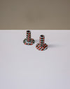 Handbuilt nerikomi checkerboard candle holder by Fern Taylor in layered coloured stoneware. Fodder.