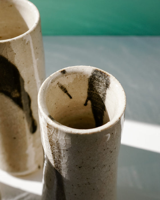 Detail of crackle glaze on Stem Vases. Janne Meier Ceramics | Wildflower Pebble Vase | Shop Fodder
