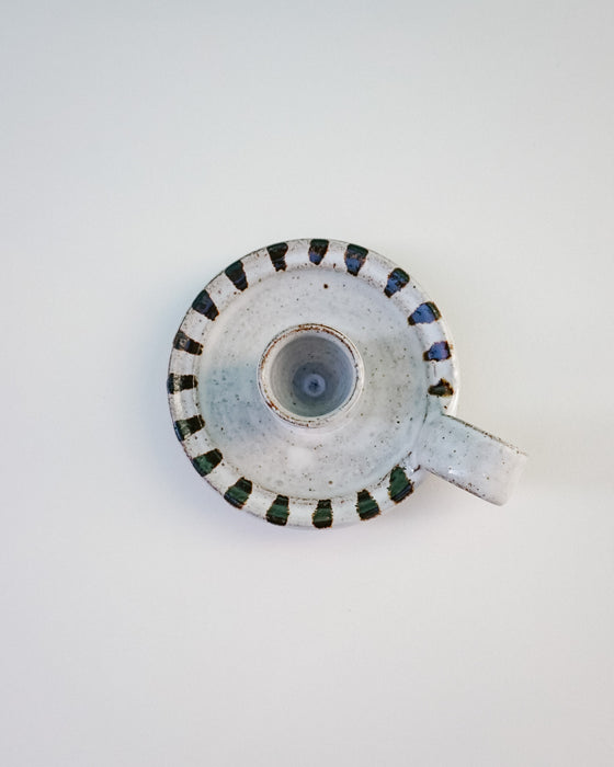 Lily Pearmain Ceramics | Candlestick Holders | White Glaze with Stripes | Shop Fodder