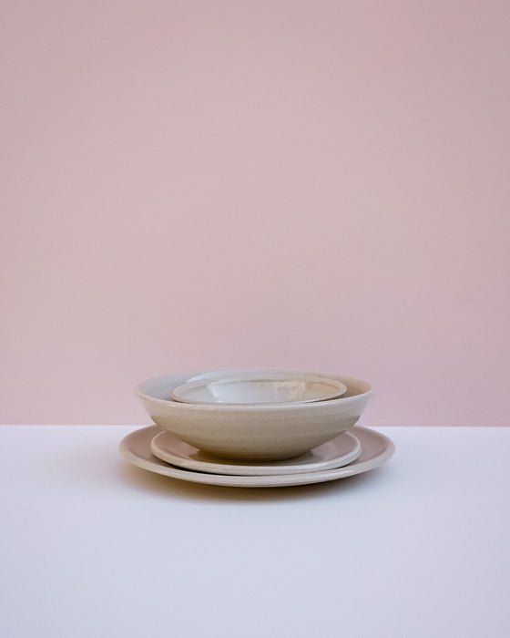 White dinner service by Lily Pearmain - hand-thrown stoneware - off-white gloss - Fodder