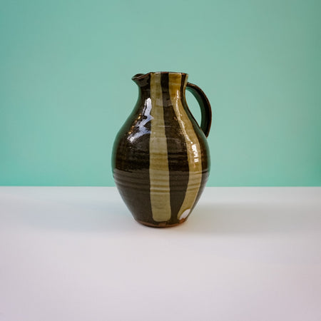 Water Wine Jug Nicotine Glaze with Stripe | Lily Pearmain | Shop Fodder