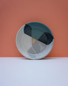 Close up of patchwork glaze pattern - gloss and satin glazes