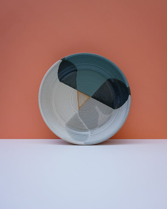 Close up of patchwork glaze pattern - gloss and satin glazes
