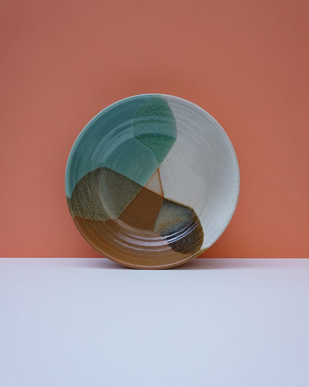 Close up of patchwork glaze pattern - gloss and satin glazes