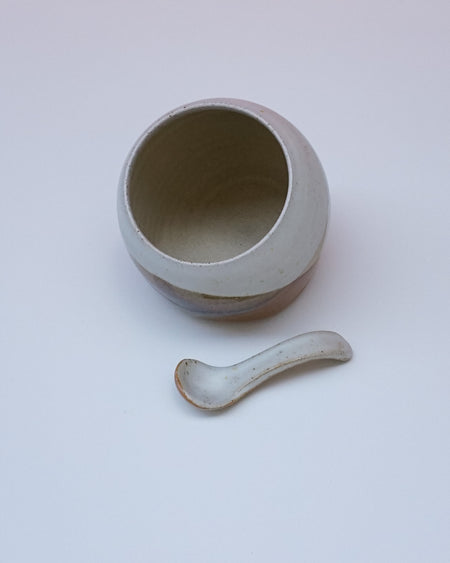Ceramic bowl and spoon on a white background. Liz Vidal Ceramics | Shop Fodder