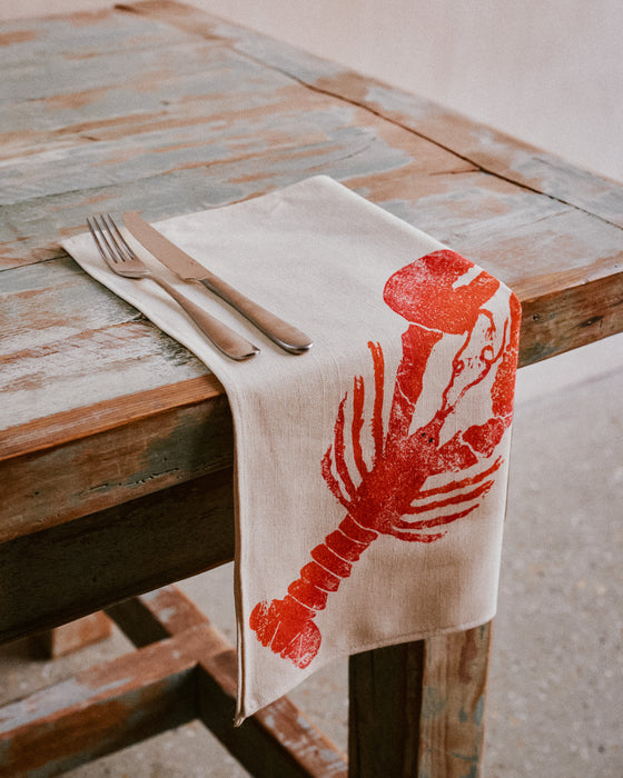 Lobster napkins by Nic Brittin - set of four linen - Fodder