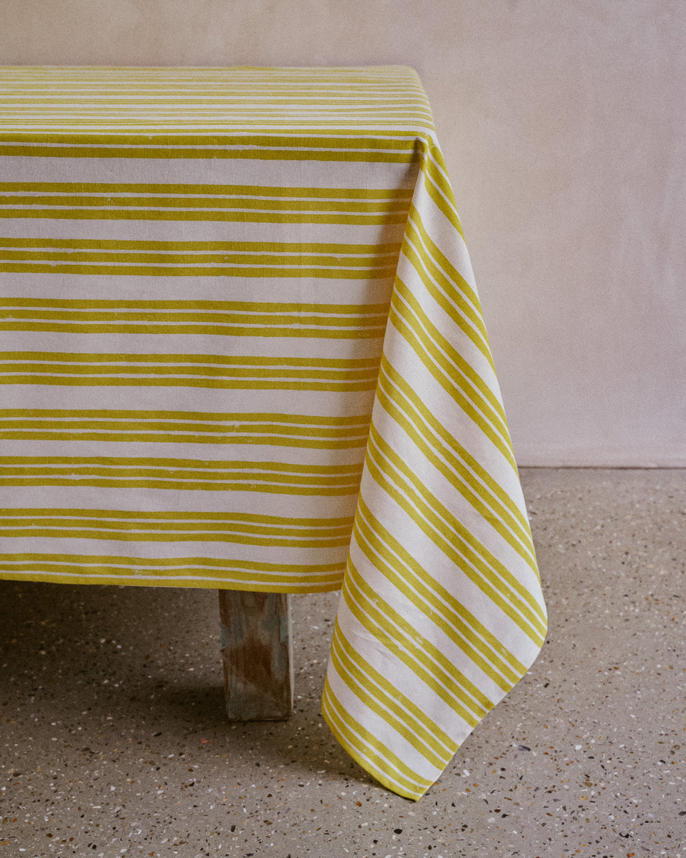 Lemon Yellow Stripe Tablecloth | Nic Brittin