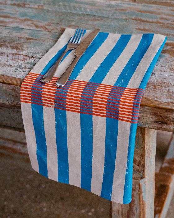 Lido napkins by Nic Brittin - set of four blue stripe - Fodder