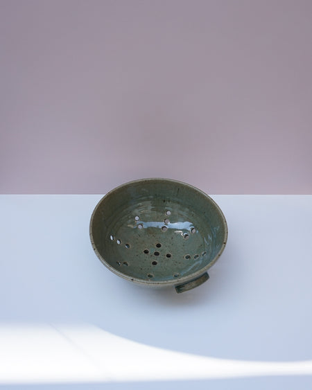 olive green handmade ceramic colander by Scree Ceramics | Fodder