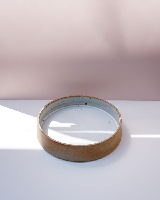 Large deep ceramic serving dish in speckled white glaze | Scree Ceramics | Fodder 