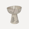 handmade ceramic tall serving dish by HoodMor with eyebrow line drawing. 