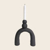 Large handmade sculptural black candlestick holder by HoodMor Ceramics in a black textured clay. 