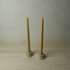 simple tiered candlestick holder in a cream stoneware with line drawing by HoodMor Studio. 