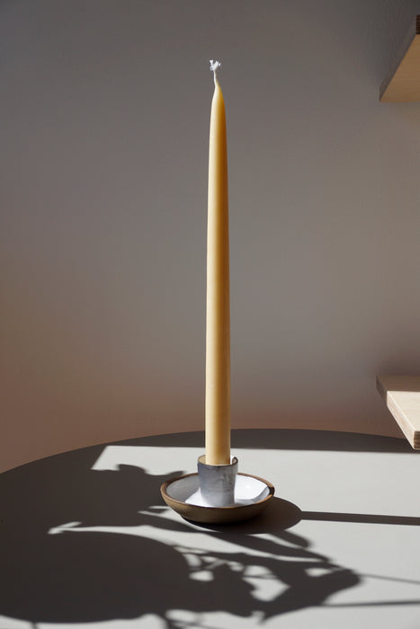 Hand dipped Beeswax Candles from UK Beeswax & Lily Pearmain Candlestick Holder | Shop Fodder