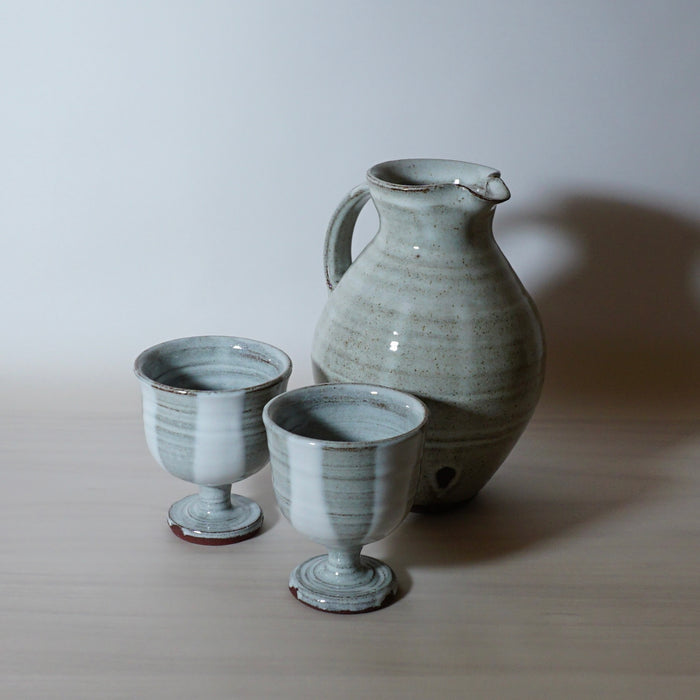 Lily Pearmain Ceramics | White Wine Goblet & Jug | Shop Fodder