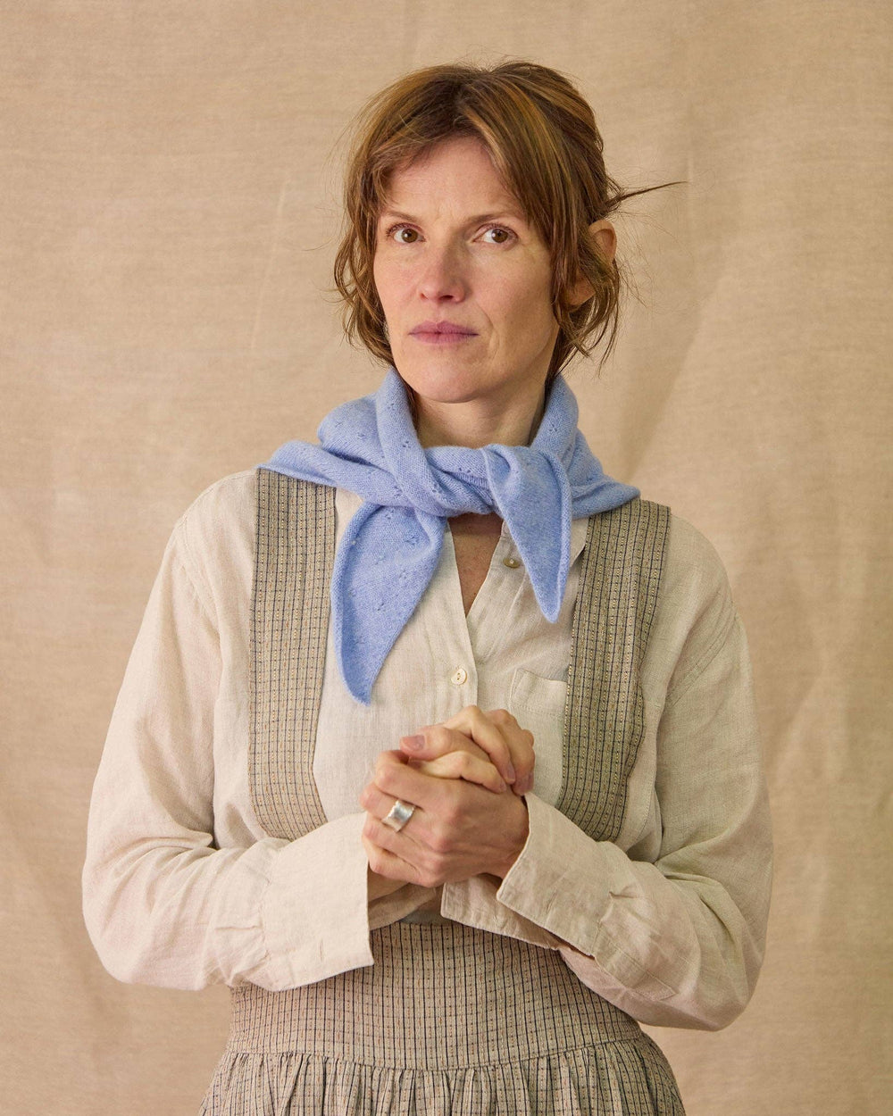 Pointelle Neckerchief, Cornflower | Rove Knitwear