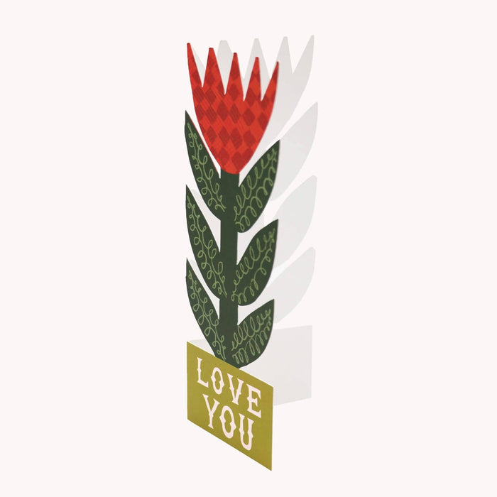 Card with a red flower design and 'LOVE YOU' text on a white background  | Hadley Paper Goods | Shop Fodder