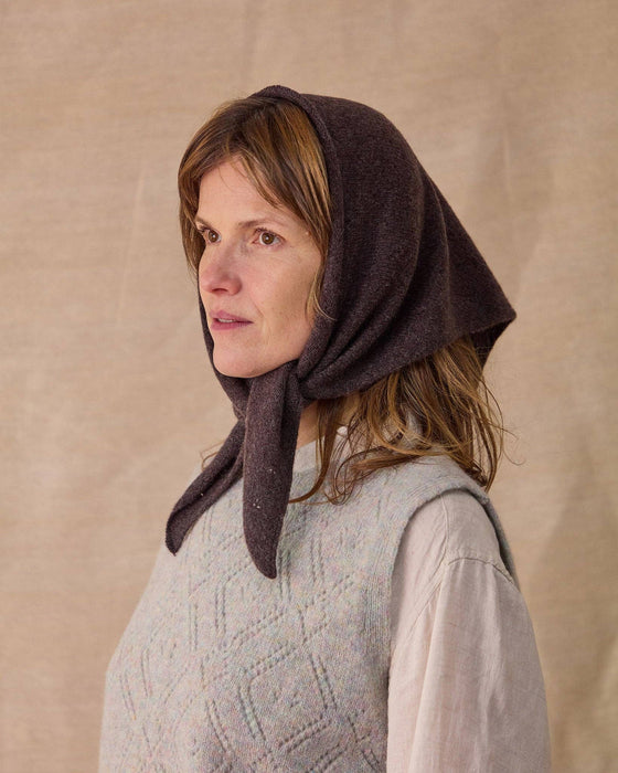 Pointelle neckerchief by Rove Knitwear - dark brown merino lambswool - Fodder