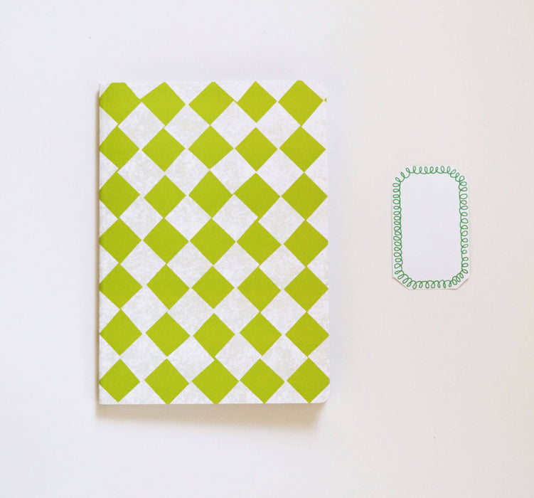 A5 Lime Green Chequered Sketch/Notebook
