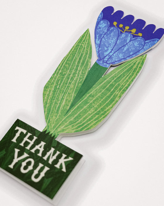 Card with a blue flower and 'Thank You' text on a white background. Thank you card | Hadley Paper Goods | Fodder