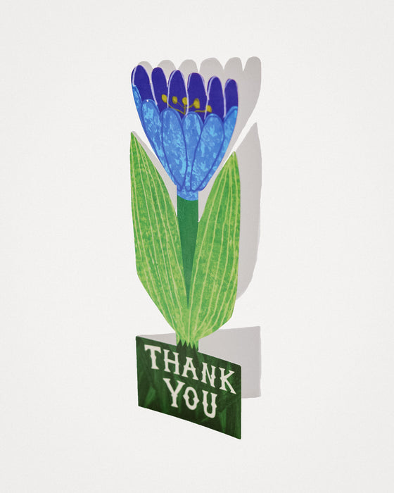 Card with a blue flower and 'Thank You' text on a white background. Thank you card | Hadley Paper Goods | Fodder